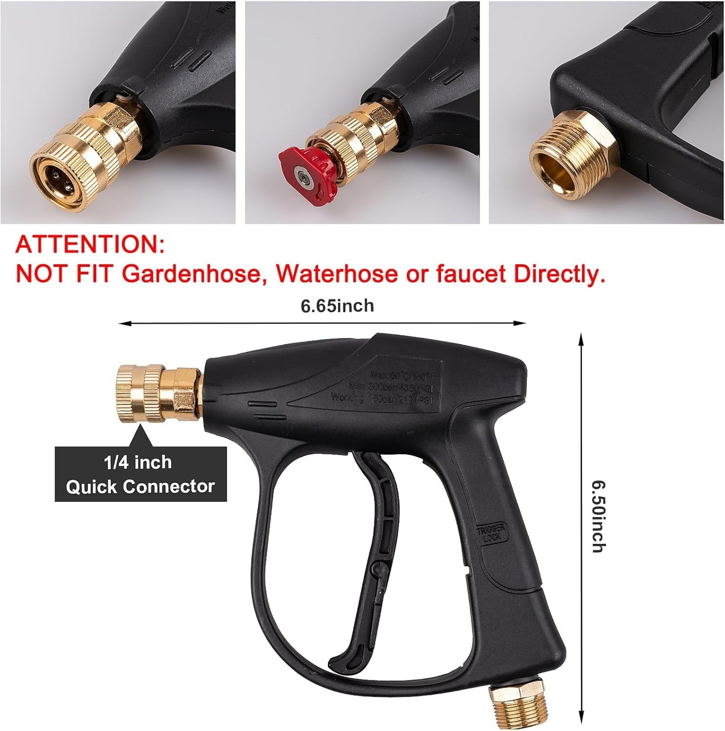 Short Pressure Washer Gun & Foam Cannon Kit, 5 Nozzle Tips, M22-14mm, 2000 PSI
