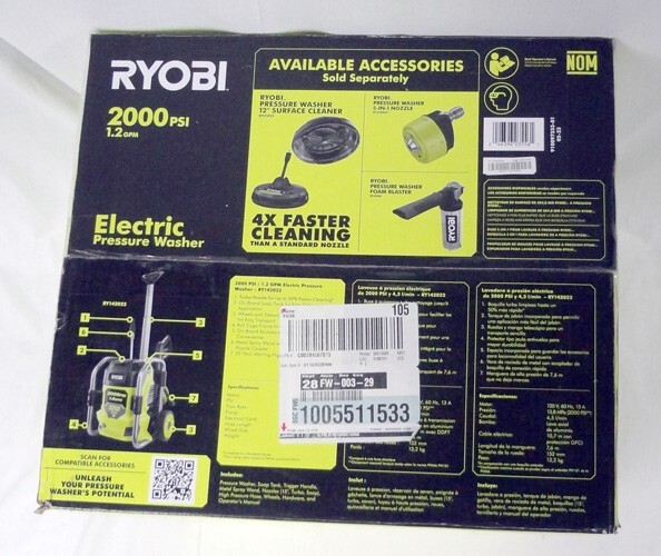 Brand New RYOBI 2,000 PSI Electric Pressure Washer!