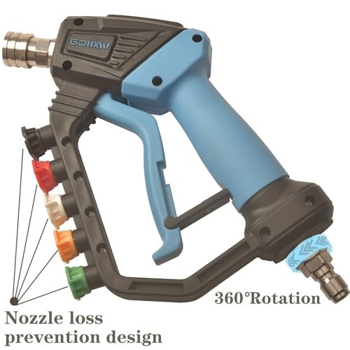 High Power Pressure Washer Gun with Swivel, 5 Nozzles, 5000 PSI, Loss Prevention