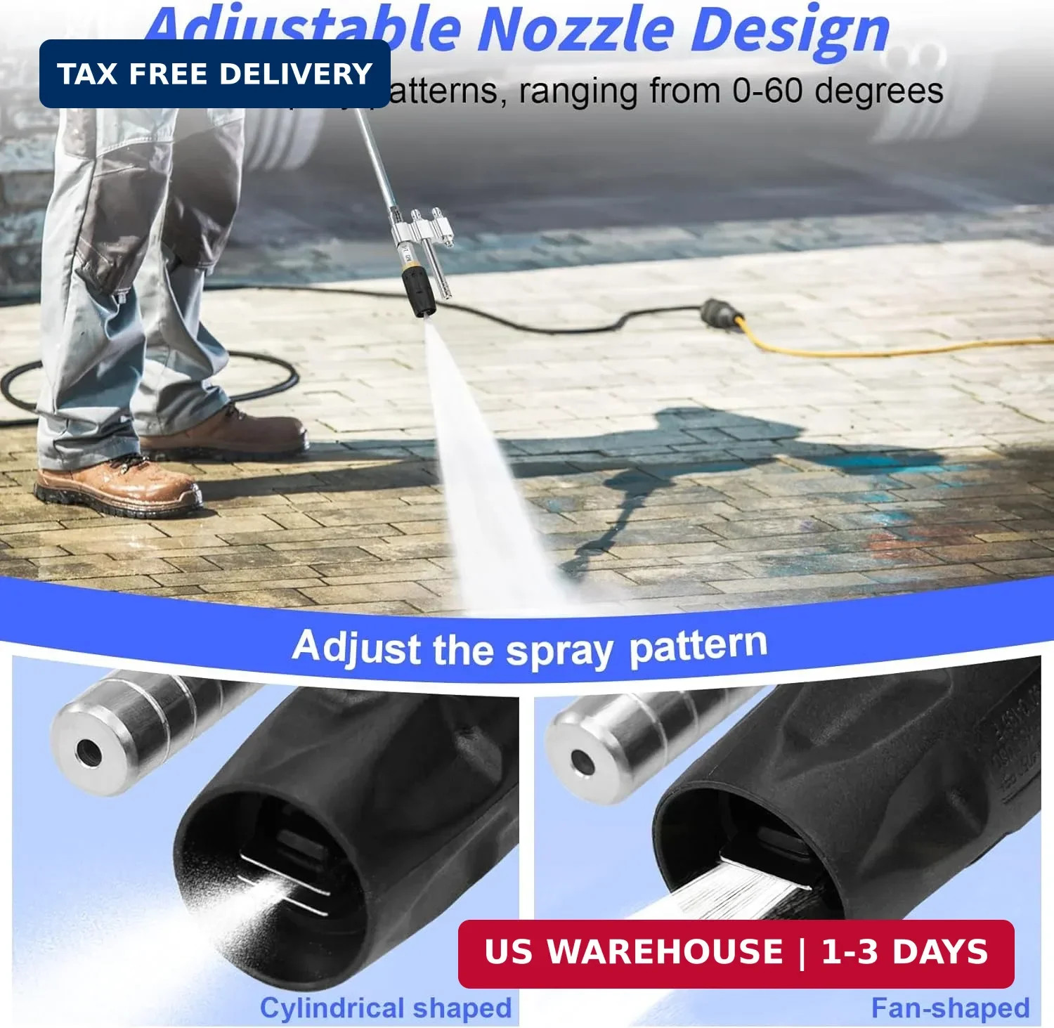 Three-in-one Adjustable Downstream Soft Wash Nozzle, M5 Twist Nozzle soft wash s