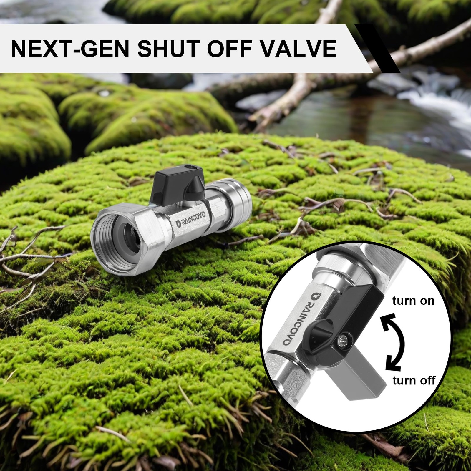 3/4 GHT Garden Hose Shut Off Valve to 1/4 Quick Connect Pressure Washer Adapter
