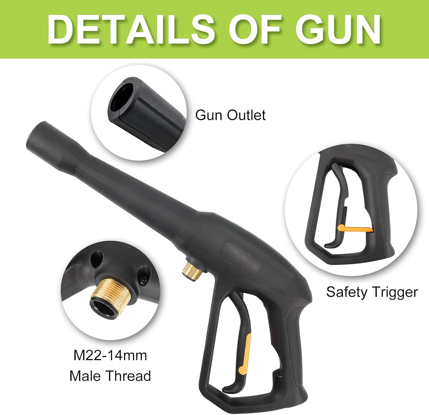 High Pressure Water Spray Gun Wand Jet Nozzle Tips, Power Washer Water Gun Compa
