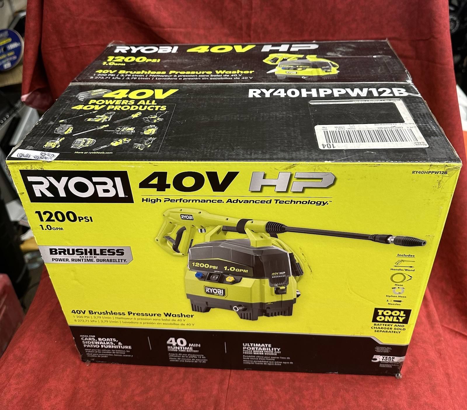 💥BRAND NEW FACTORY SEALED💥RYOBI RY40HPPW12B 40V Brushless PRESSURE WASHER!!!💥