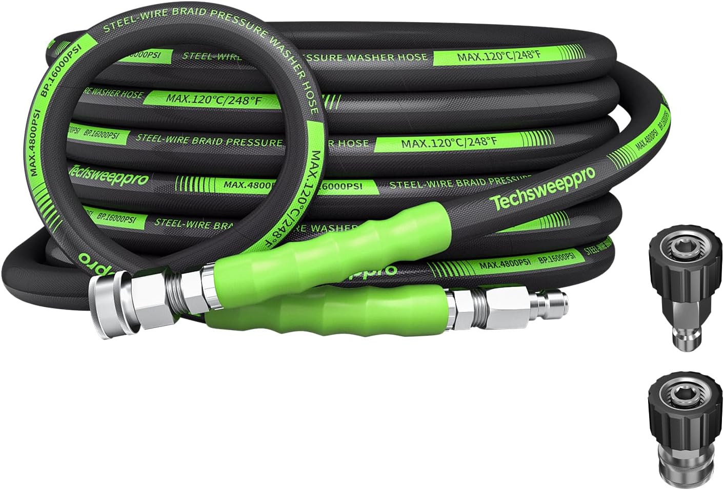 4800PSI Pressure Washer Hose 25FT with 3/8″ Swivel Quick Connect for Cold/Hot Wa