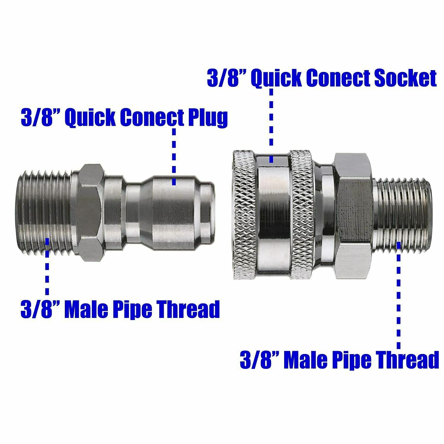 10pcs Pressure Washer Adapter Set, Quick Connect Kit, 3/8’’ Male Thread Fitting