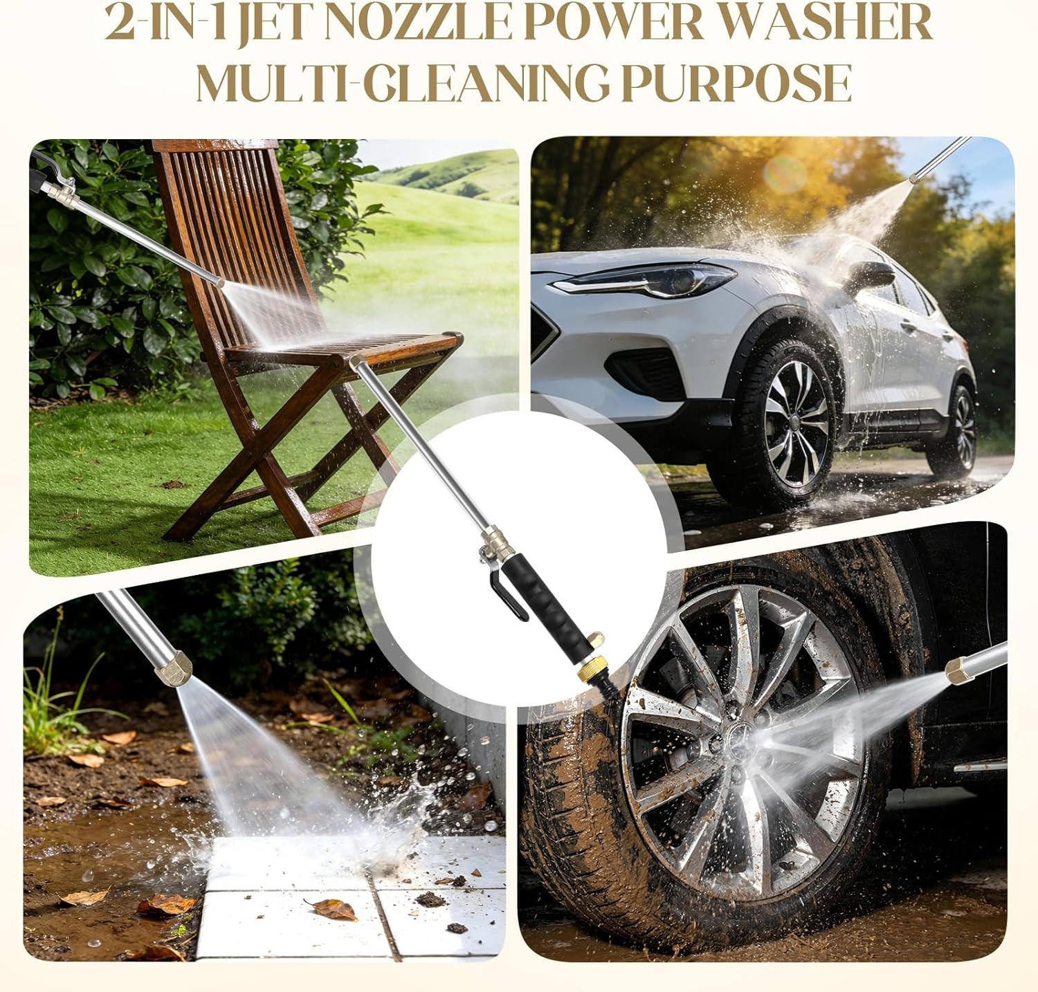 Jet Nozzle Power Washer for Garden, High Pressure Washer Tools with 2 Differe…