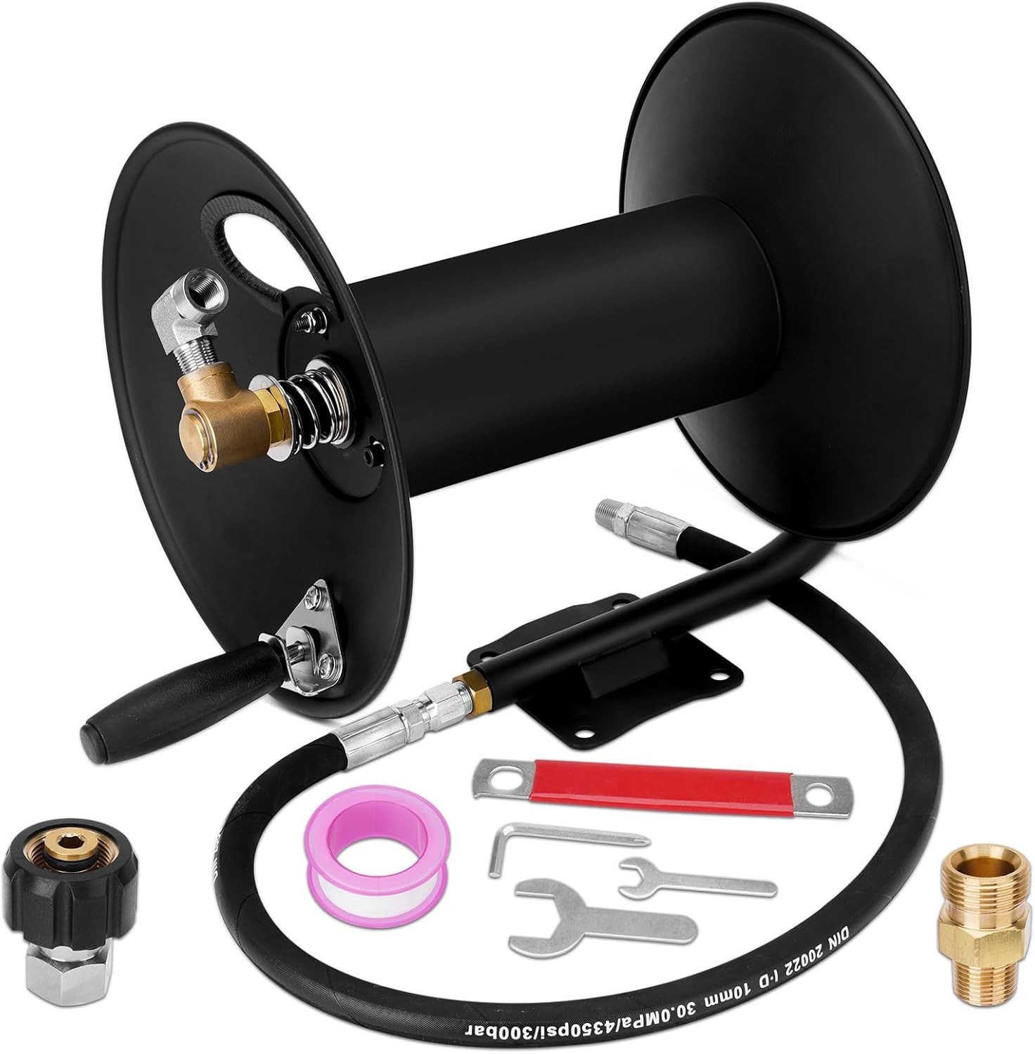 High Pressure Washer Hose Reel 100ft 3/8″ NPT, 4000 PSI Heavy Duty Steel Powe…