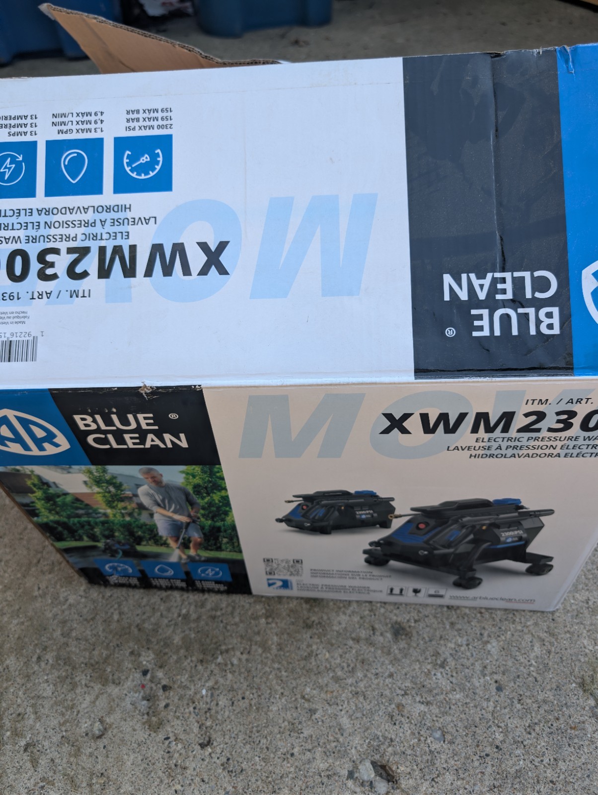 AR Blue Clean XWM2300 2300 PSI 1.3 GPM, 3-In-1 Electric Pressure Washer
