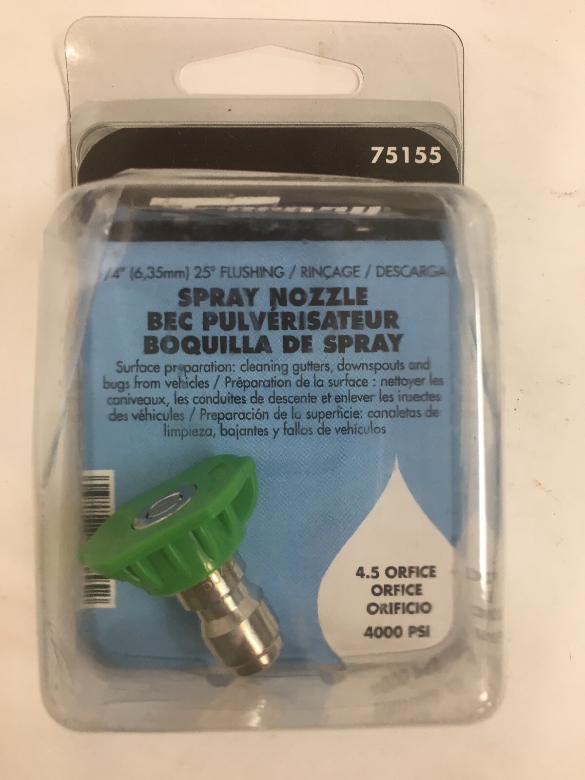 Forney 75155 Pressure Washer Flushing Nozzle 25° 4.5mm 1/4″ Quick Connect New