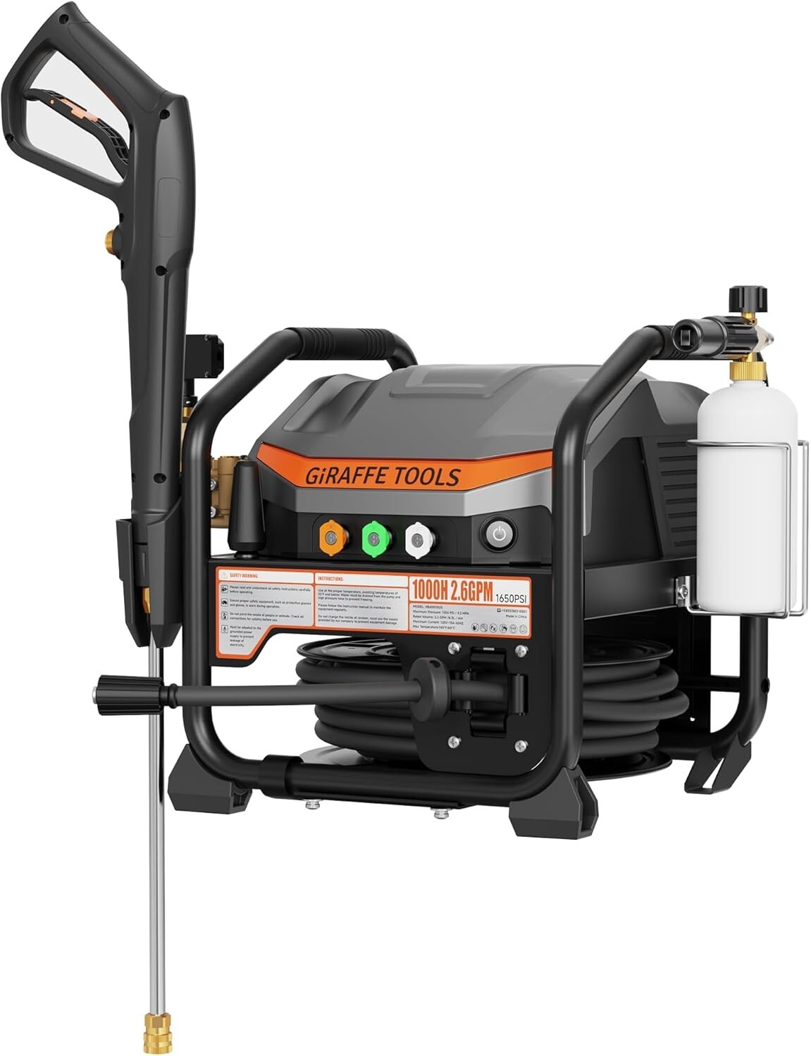 Giraffe Tools Retractable Electric Pressure Power Washer UltraFlow Max 2.6GPM
