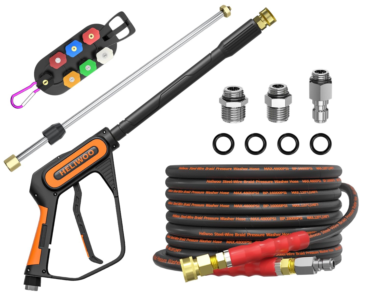 5000PSI Pressure Washer and Hose Kit, 25FT Kink Resistant Steel Braided Power…