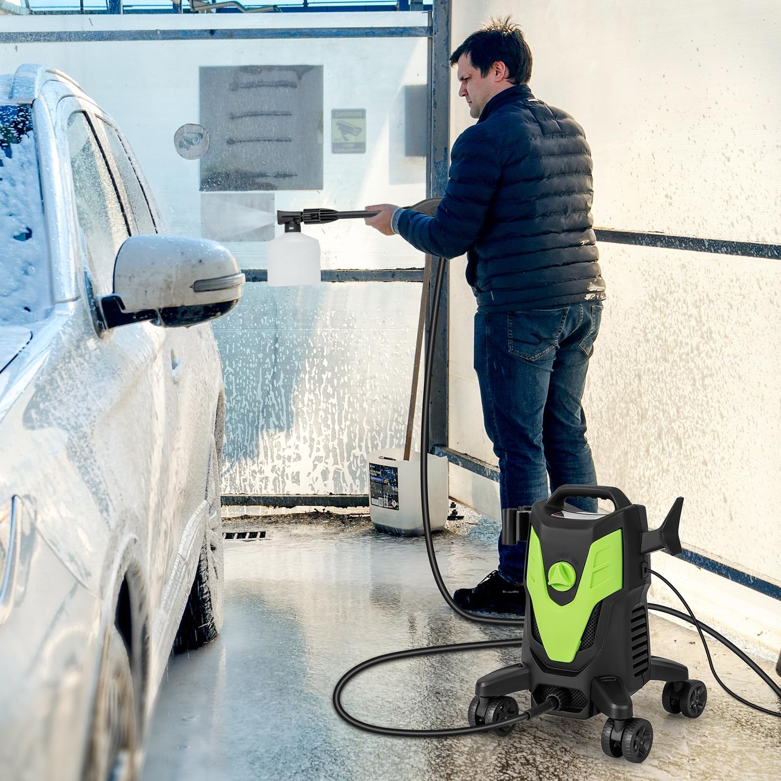 Costway Electric Pressure Washer 4 Universal Wheels 2400 Psi High Pressure
