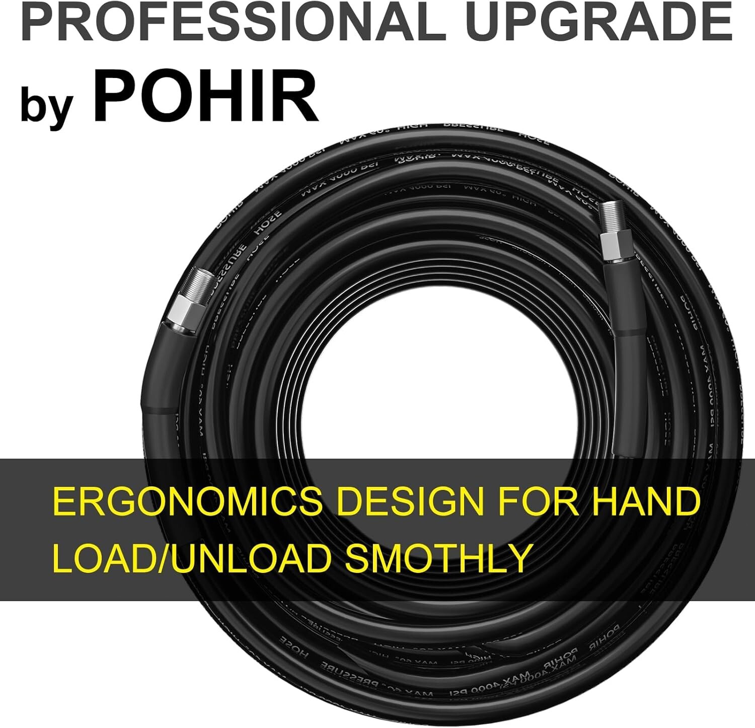 POHIR 200FT Pressure Washer Hose 1/4″ 4000PSI Sewer Jetter Nozzles Hose Kit