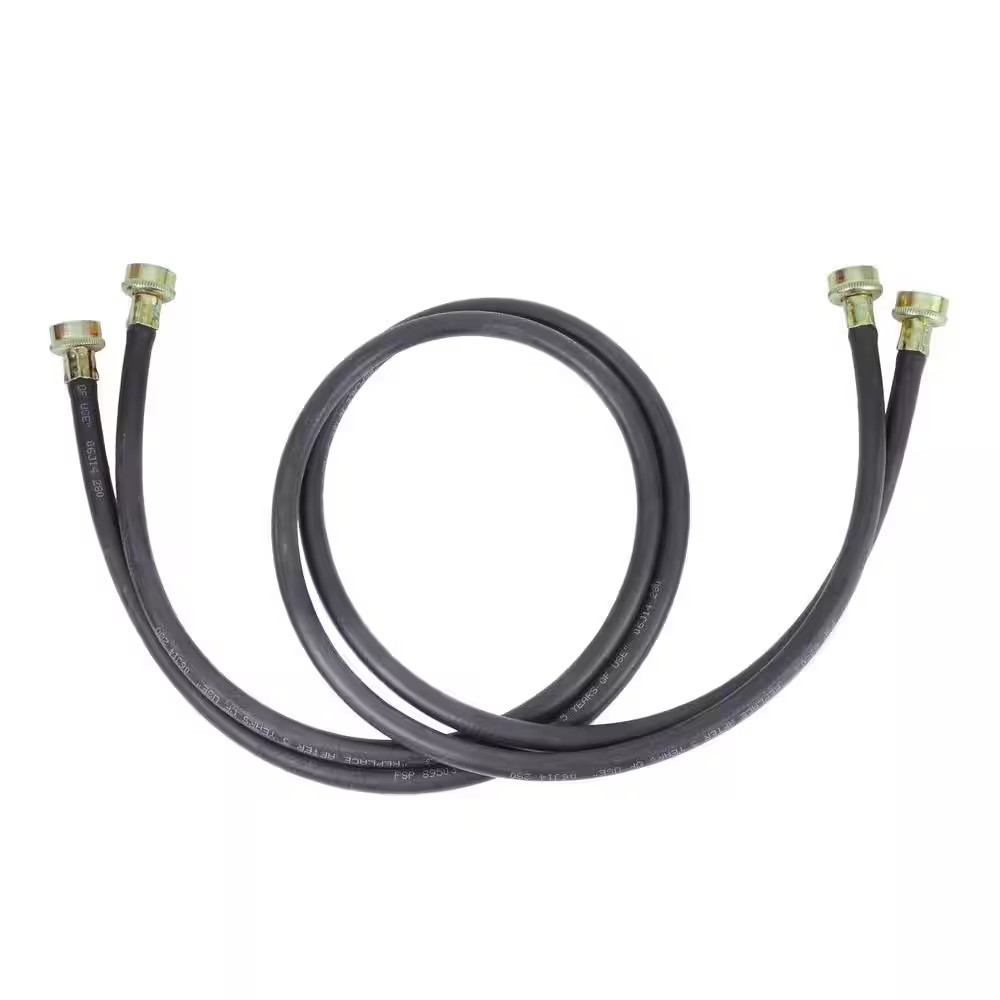 Washer Hose 5ft Black EPDM Hot Cold Water Inlet Hoses Set for Washing Machine