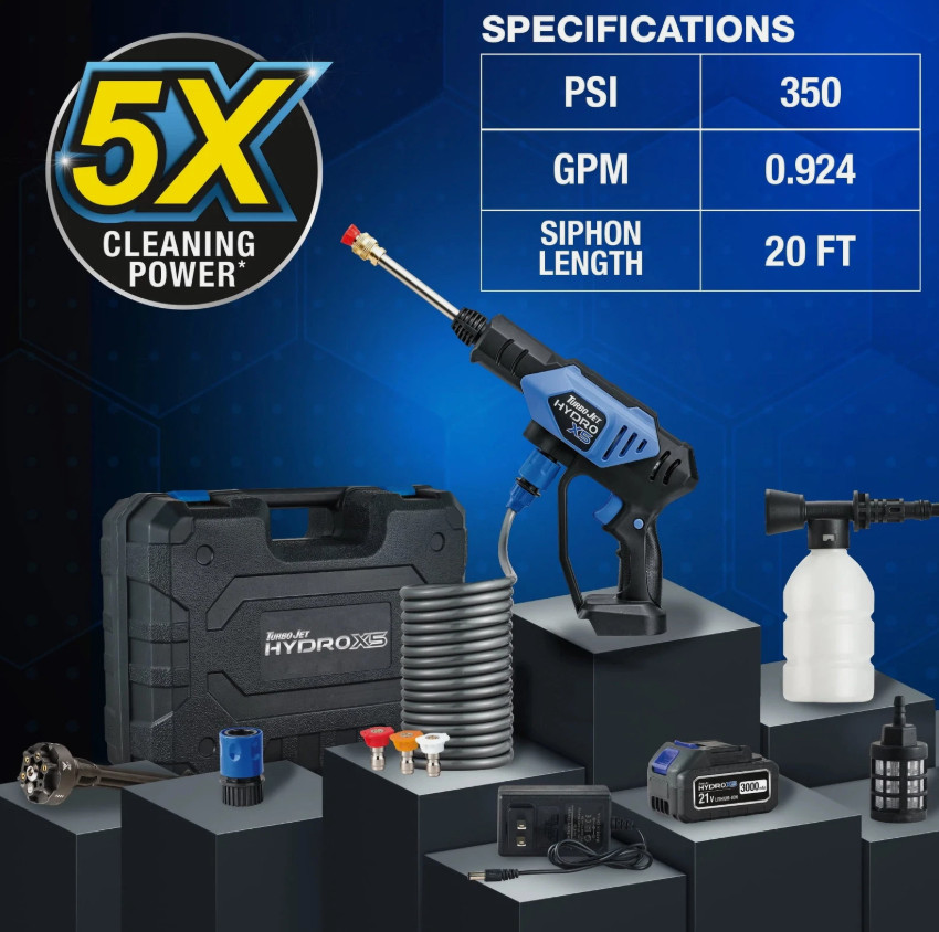Turbo Jet HydroX5 Pro Cordless Pressure Washer New and Free Ship