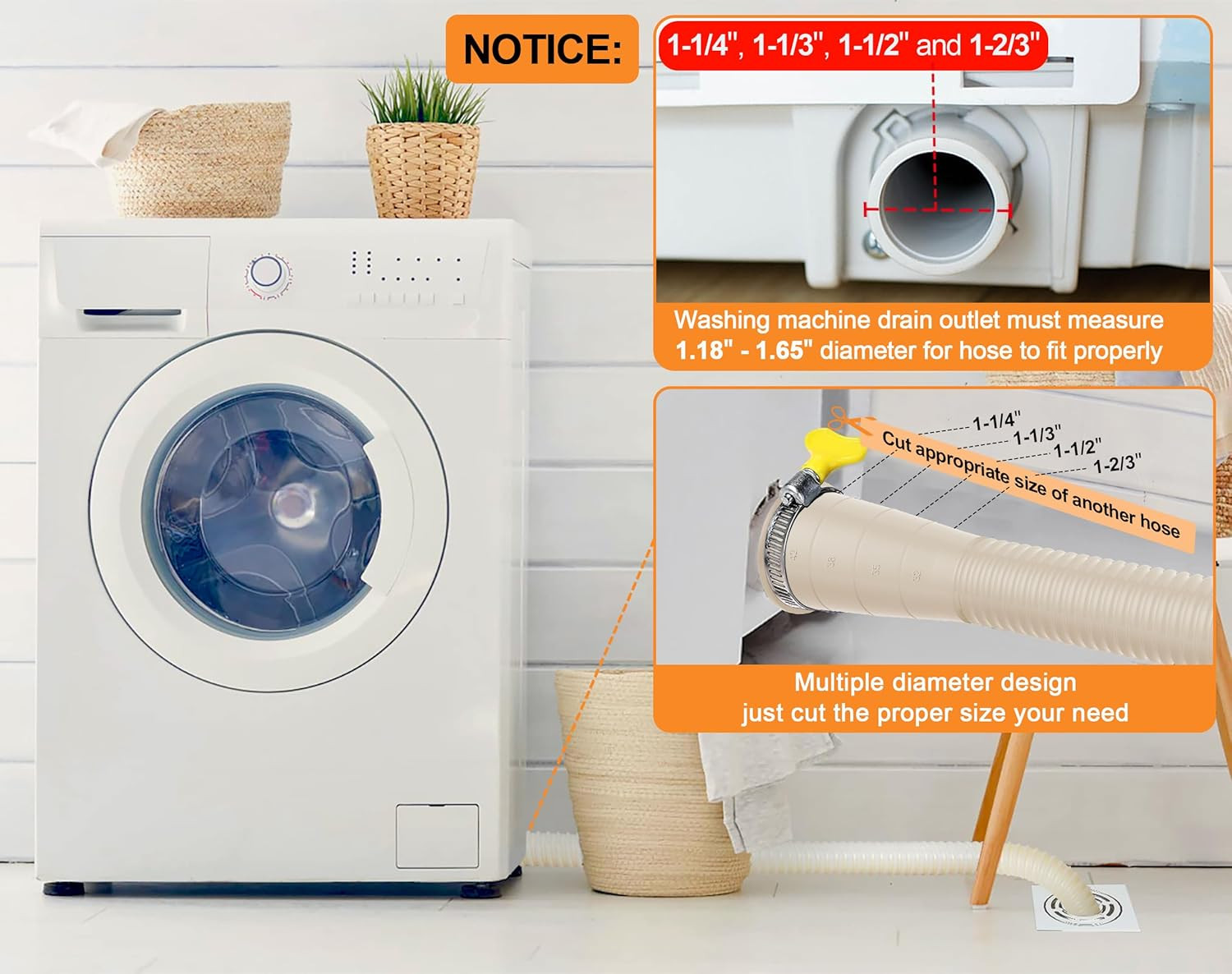 Kit Extension Manguera Desag�E Lavadora, Universal 6.9 Pies