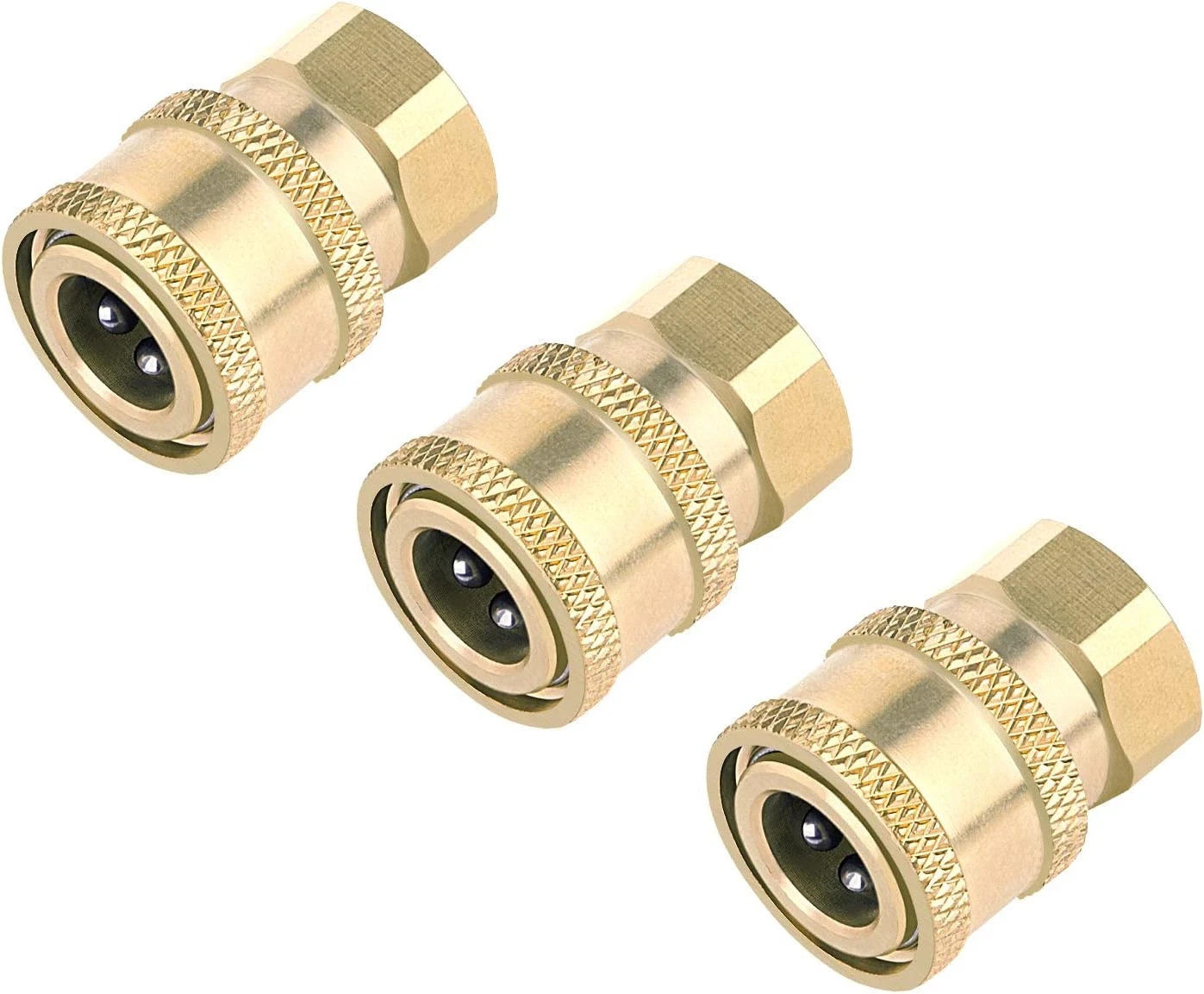 3 Pack Pressure Washer Brass Quick Connect Coupler 1/4 Inch Female NPT Adapter