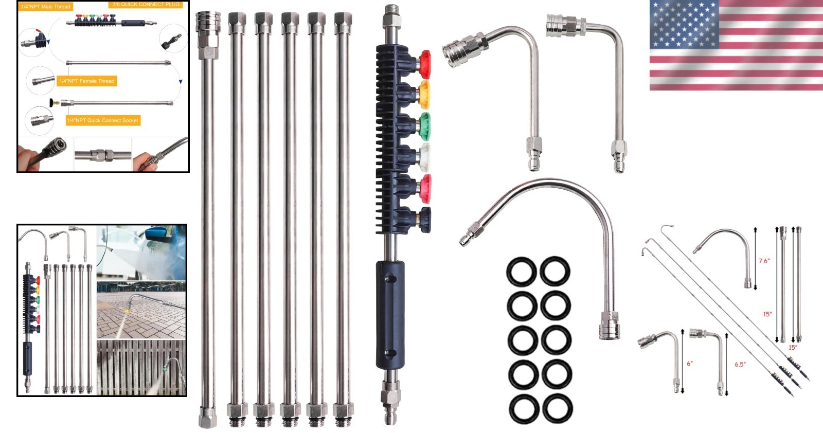 Multi-Functional Pressure Washer Wand Set – 4000 PSI with Various Attachments