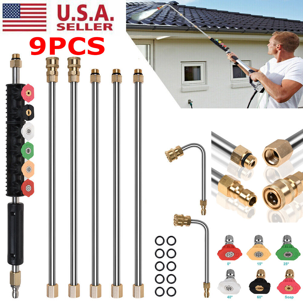 4000PSI High Pressure Washer Extension Wand Set Telescopic Lance w/ Spray Nozzle