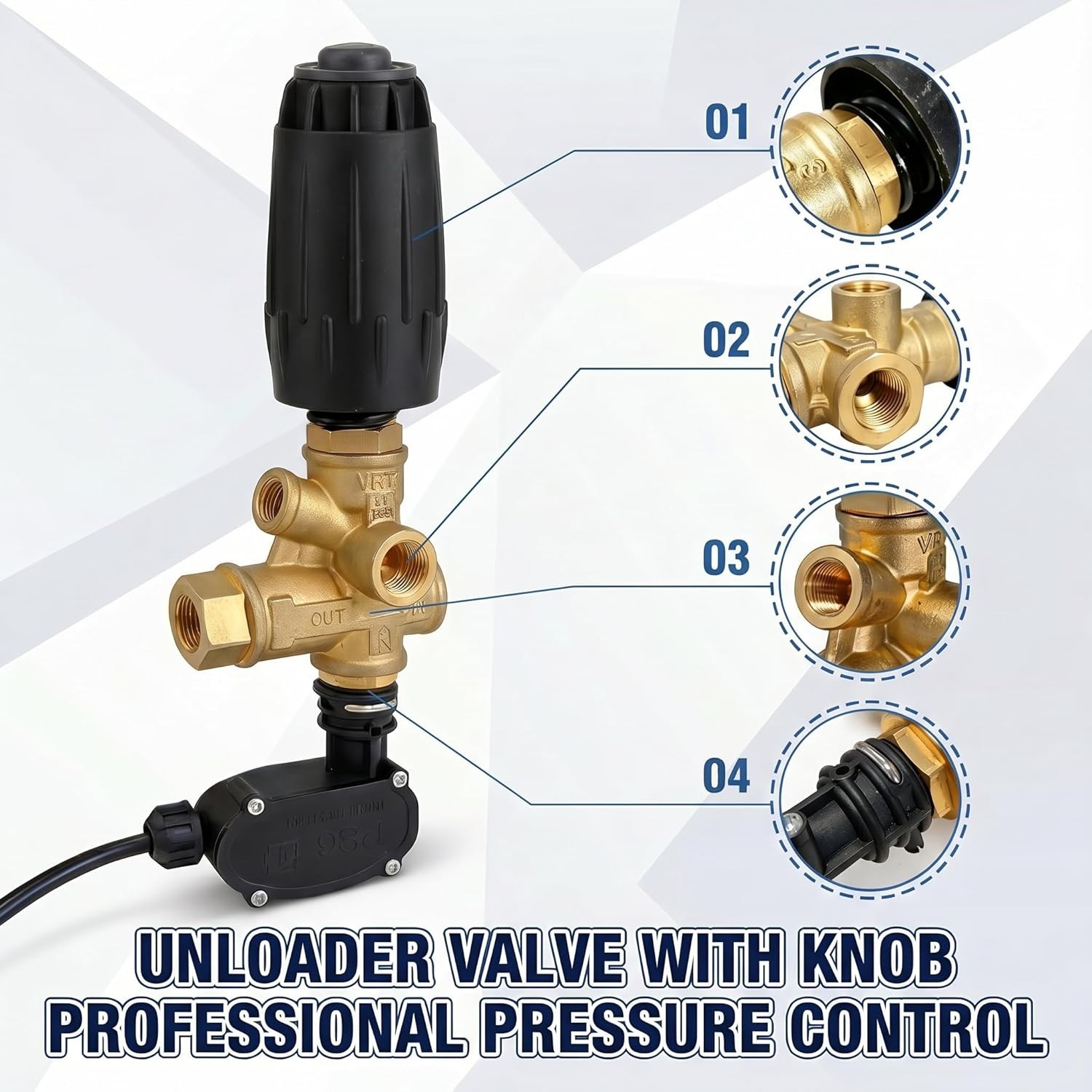 NEW VRT3 Pressure Washer Unloader Valve 4500PSI 3/8″F Adjustable Outlet