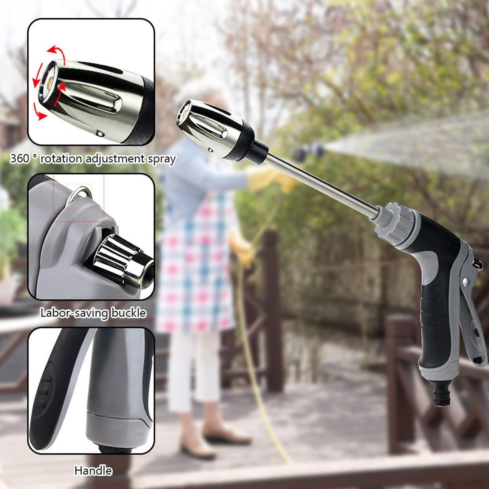 Pressure Washer 360 Degree Rotating Watering Nozzle Sprayer 3 Modes