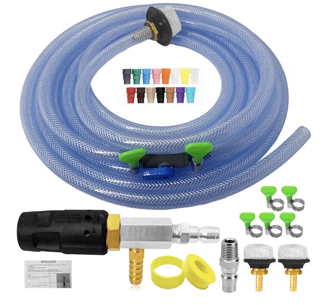 Adjustable Long Range Pressure Washer Nozzle Kit, 4-4.5 GPM, 15FT Hose, Chemical