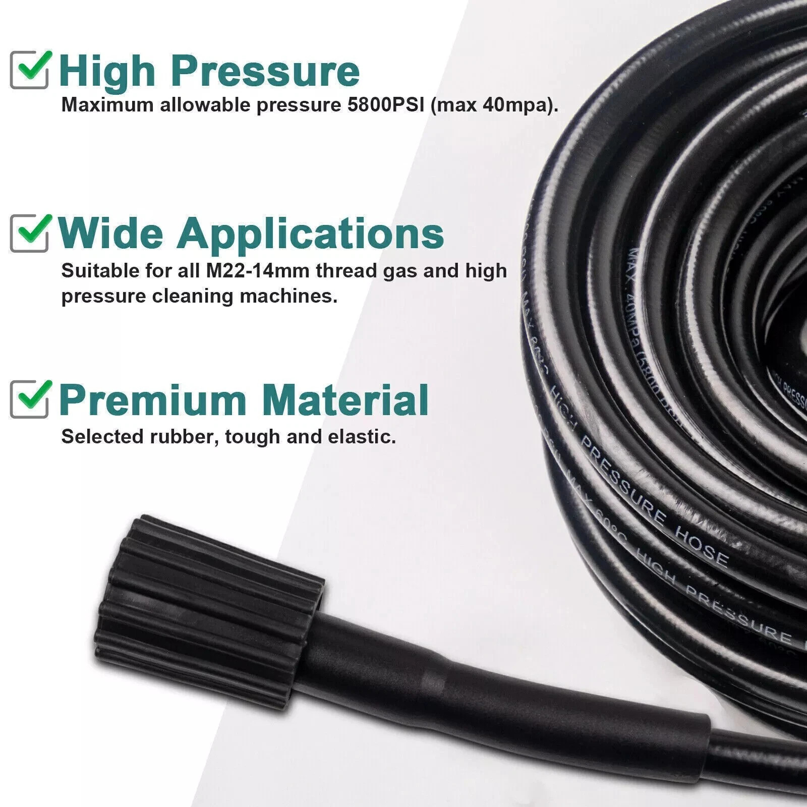 High Pressure Washer Hose 25/50/100FT 5800PSI M22 Power Washer Extension Hose US