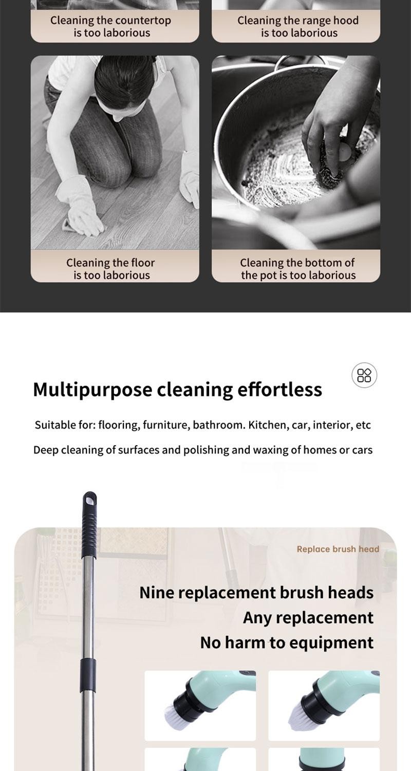 Electric Cleaning Brush 2-gear Electric Rotary Floor Scrubber Wireless Cordless