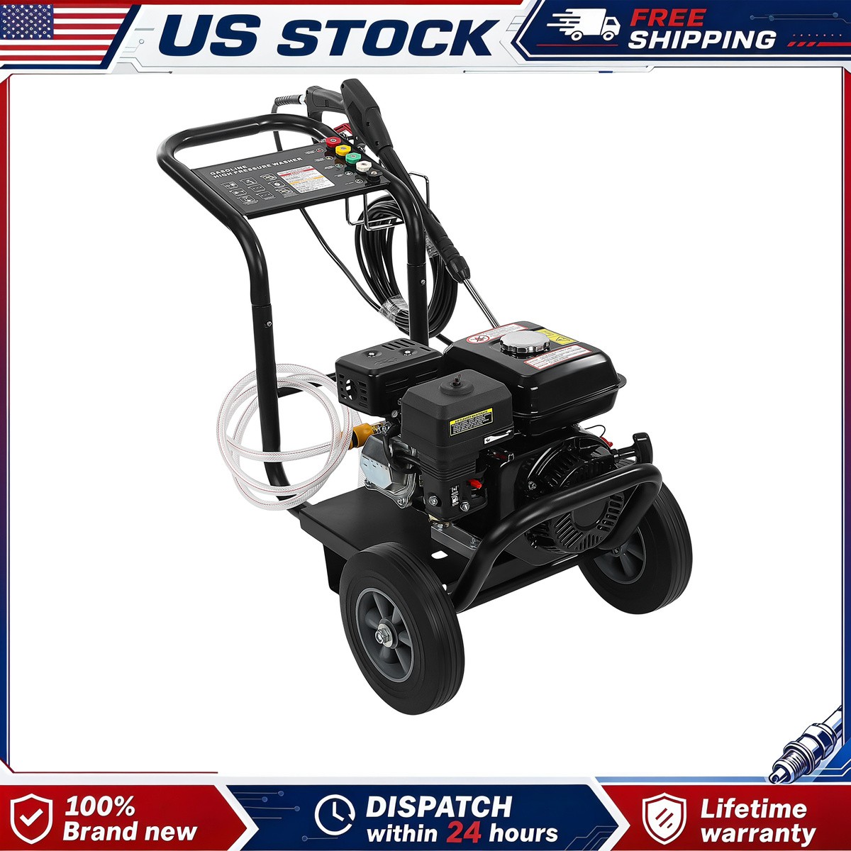 Gas Pressure Washer for Cars Fences 3500PSI 212cc 3.6L FUEL TANK Cold Water