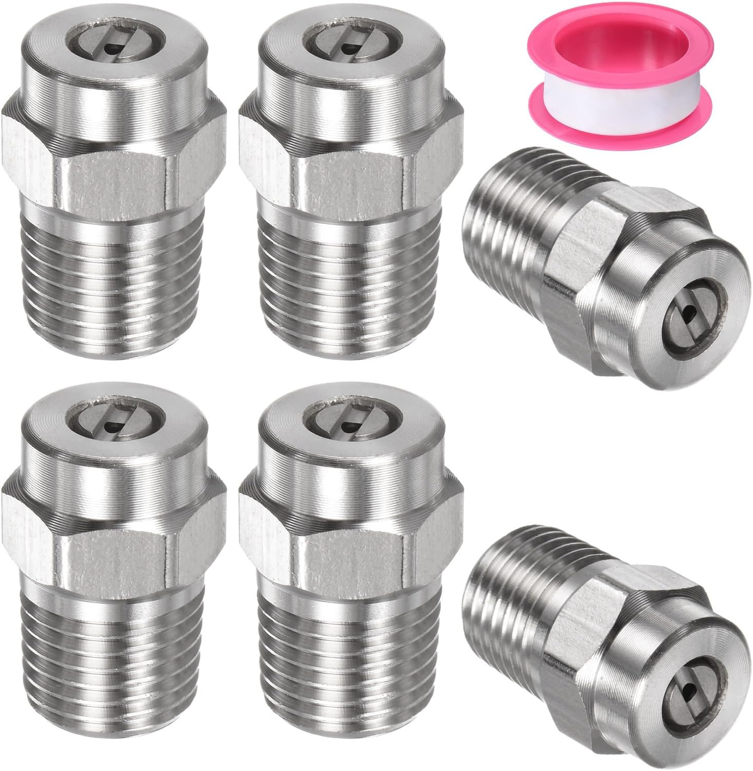 M METERXITY 6 Pack Surface Clean Tips – 15 Degree 1/4″ NPT Male Pressure Washer