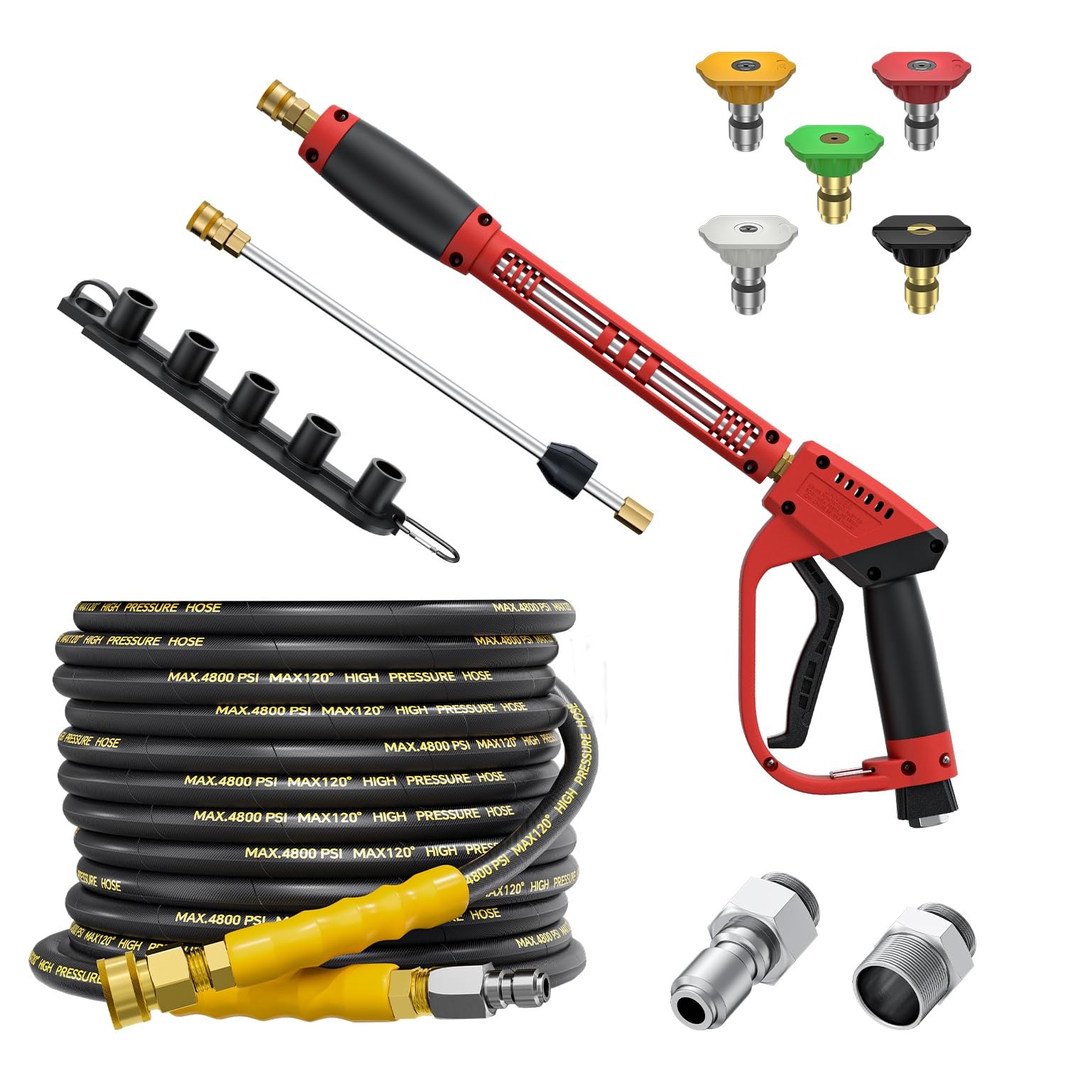 5000PSI Pressure Washer Gun and Hose Kit, 25FT Kink Resistant Steel Braided P…