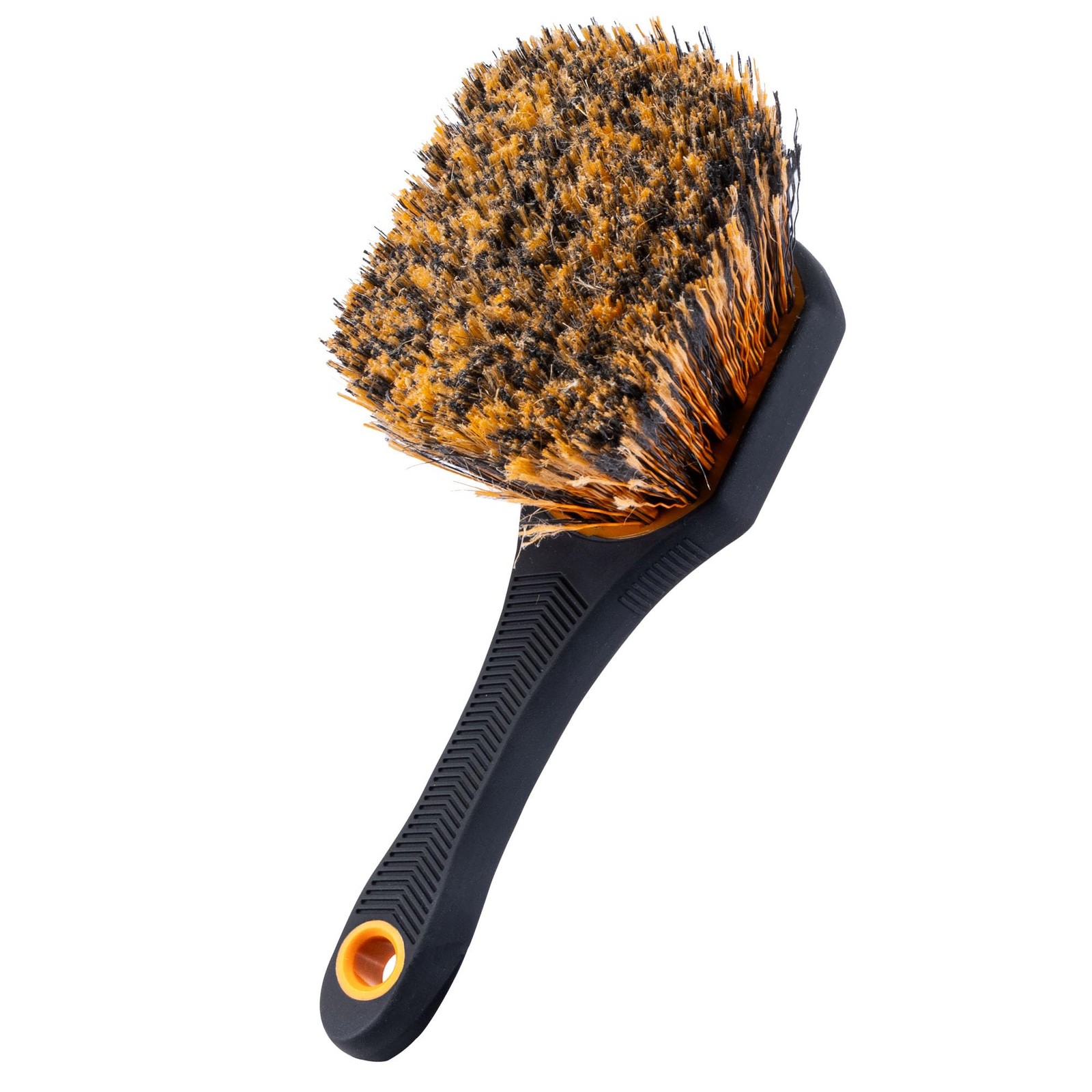 Suds Lab Wheel Spoke Brush Rubberized Handle Soft Bristle Black and Orange