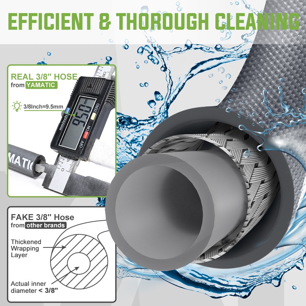 YAMATIC 4000 PSI Pressure Washer Hose w/ Swivel 3/8″ Quick Connector 50ft/100ft