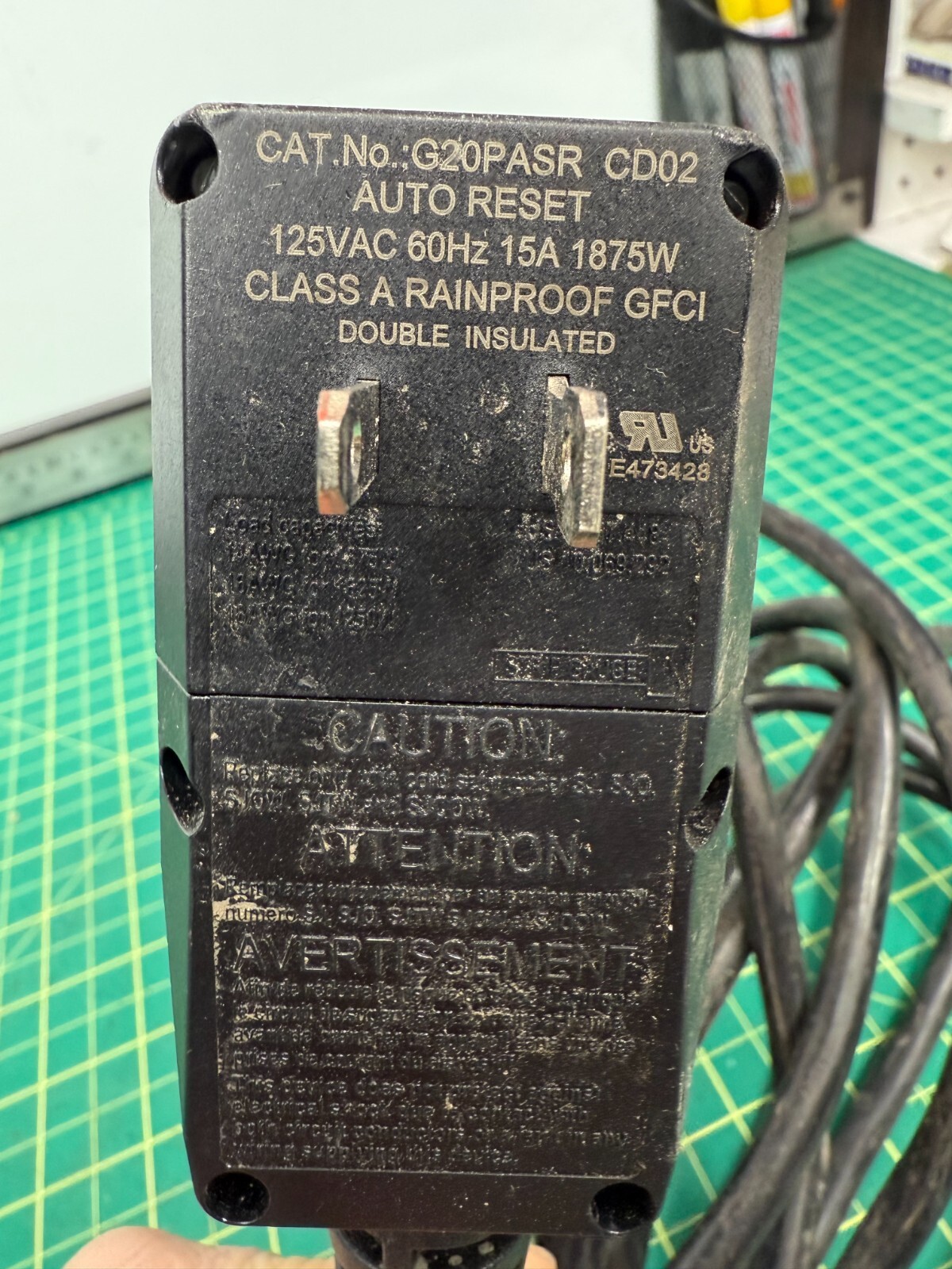ELEGRP G1215PA2 G20PASR Patented Auto-Monitoring GFCI Plug and Cord Assembly