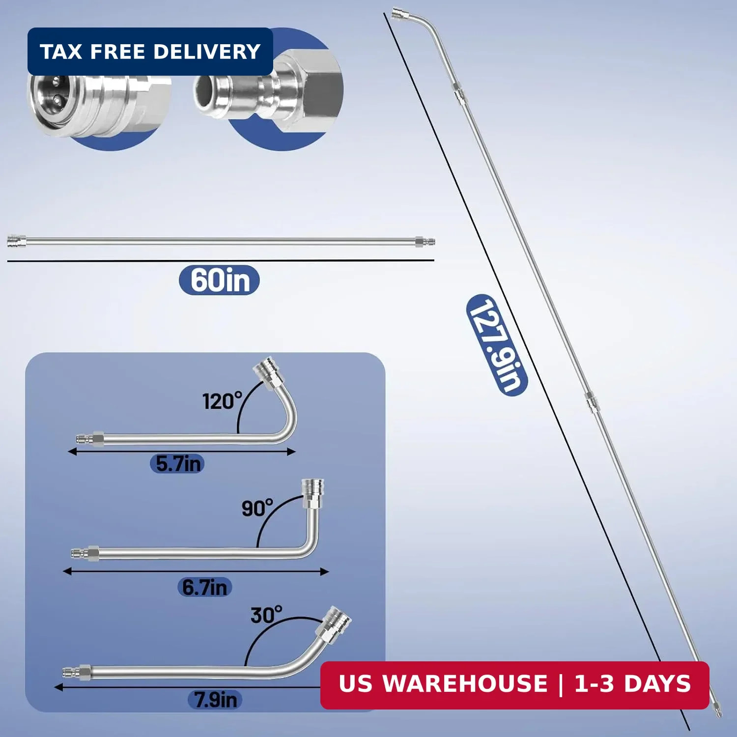 120″ Pressure Washer Extension Wand,2 Pack 60 Inch Stainless Steel Power Washer
