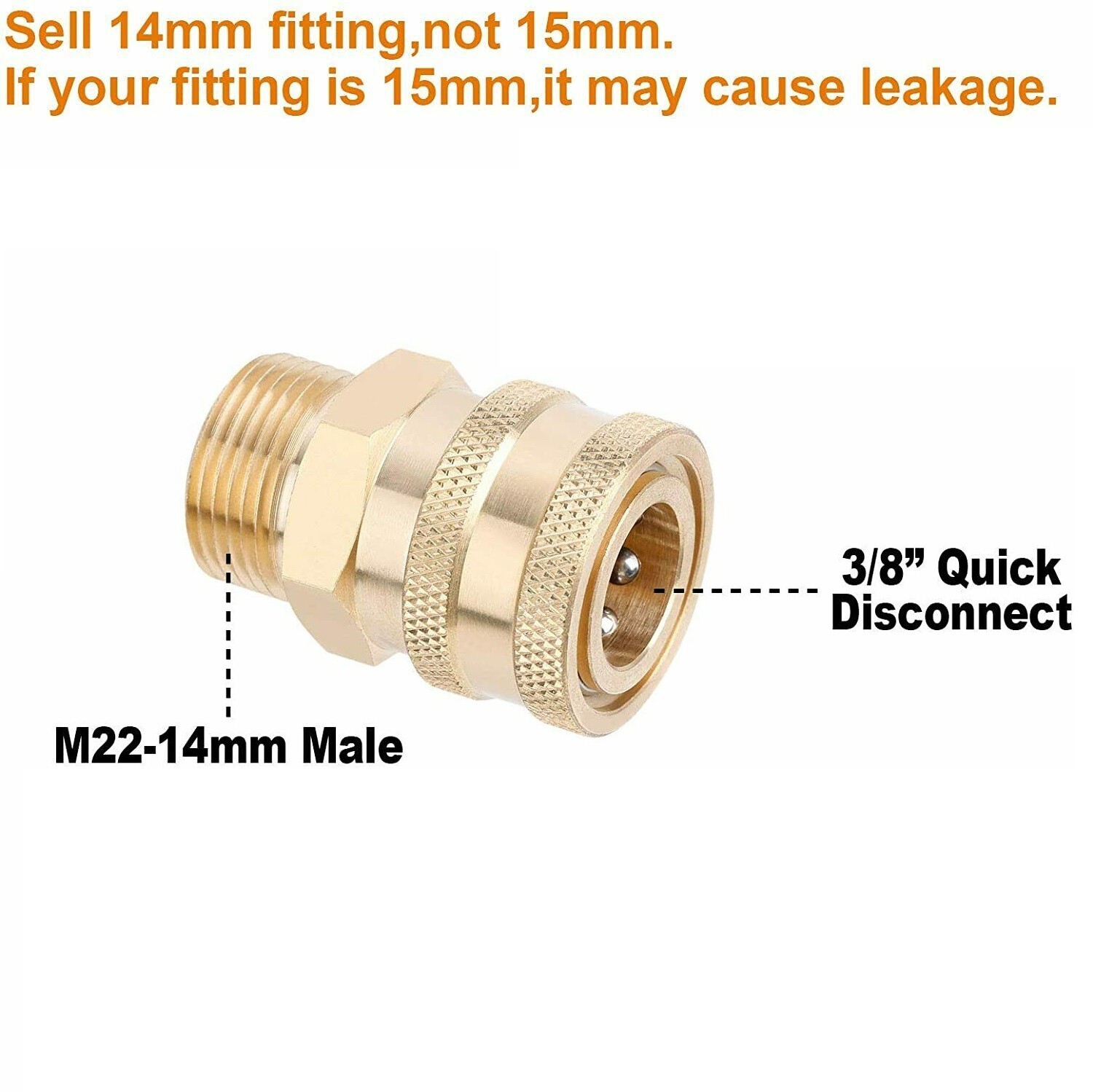 Quick Connect Pressure Washer Adapter M22-14 mm Swivel to 3/8 inch