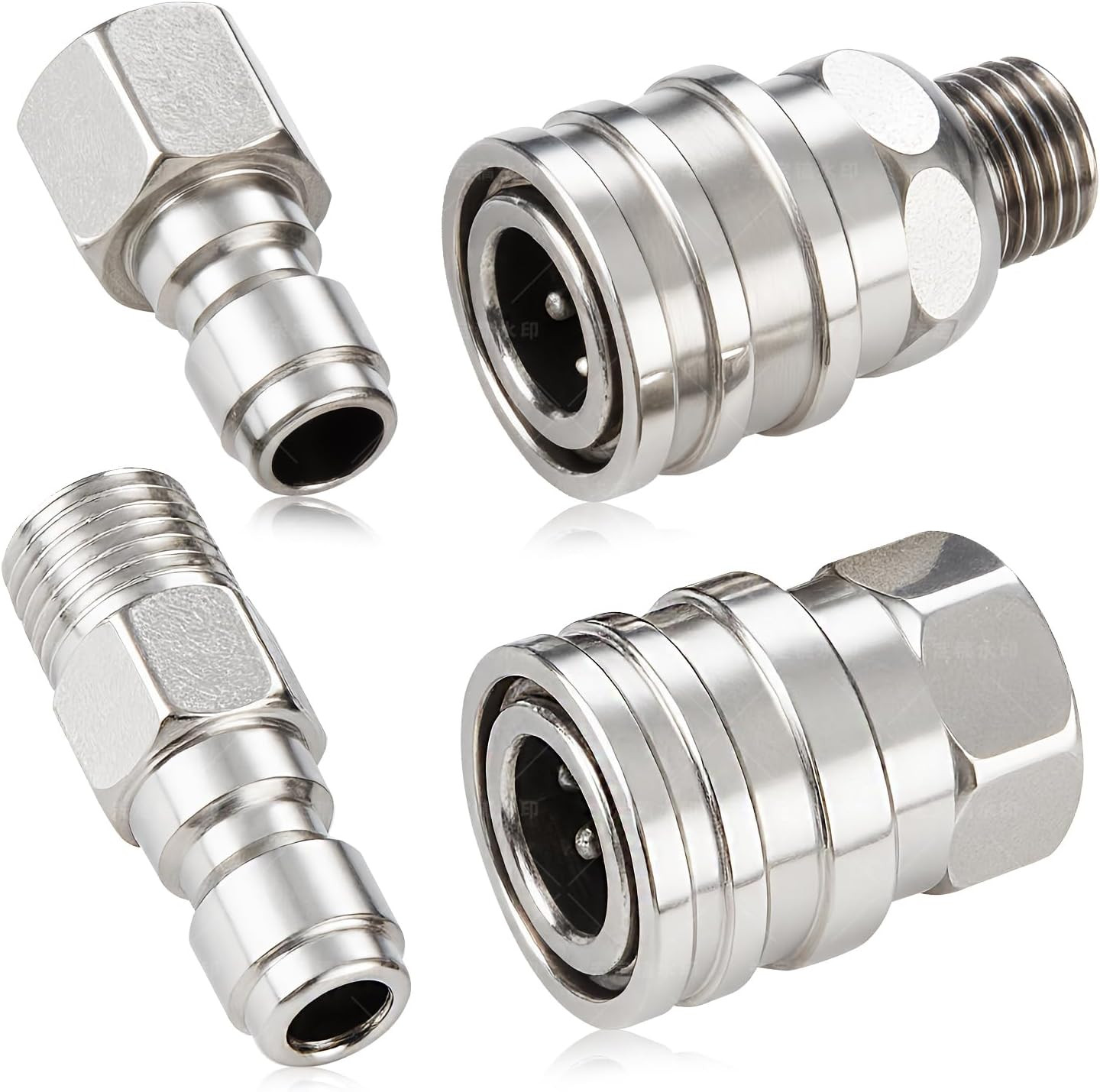 4 PCS Pressure Washer Coupler Quick Connect Fittings，1/4 in NPT Female and Male