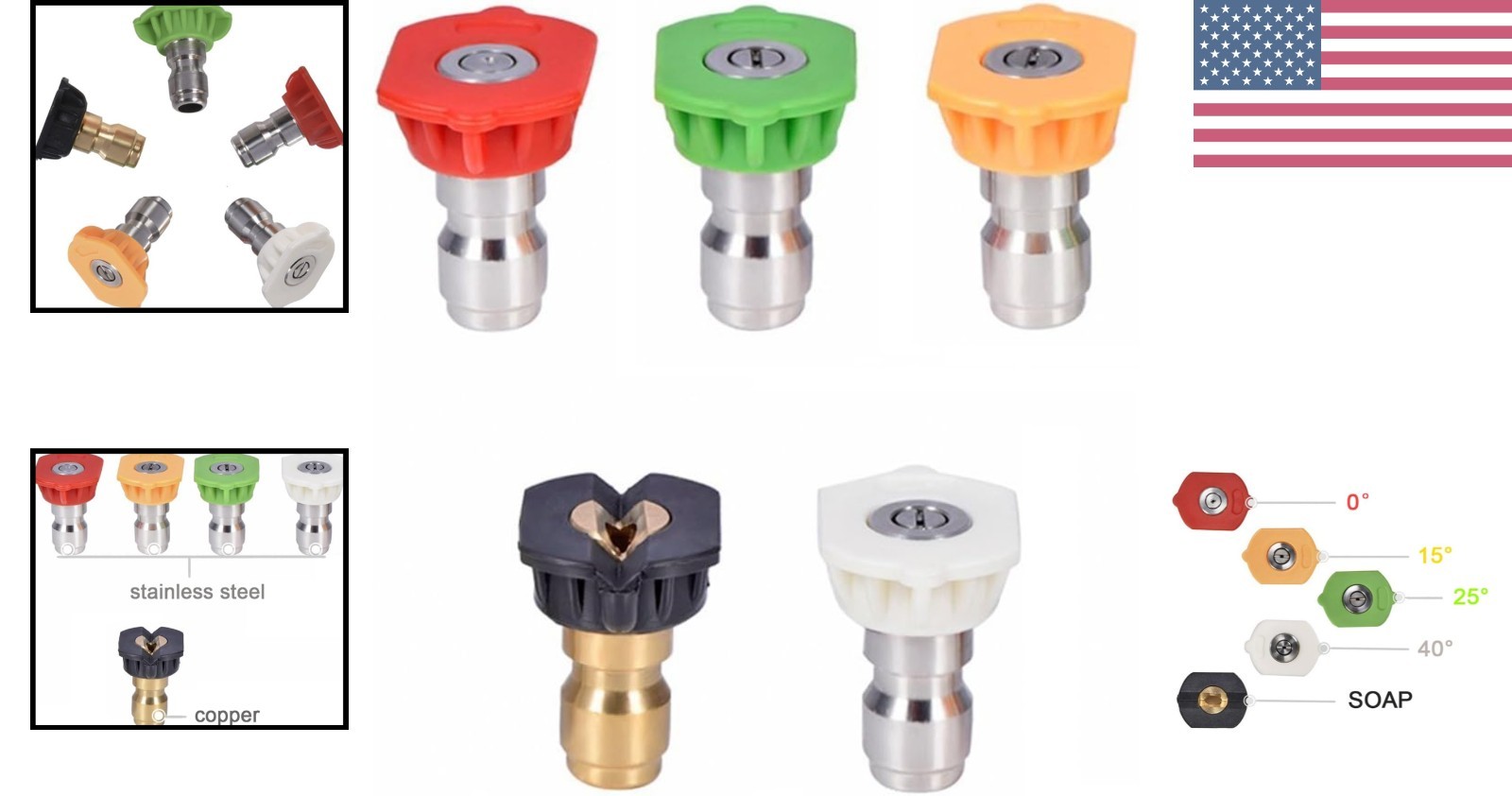 5-Piece Nozzle Set: 1/4 Inch 4000 PSI Pressure Washer Tips for Superior Cleaning