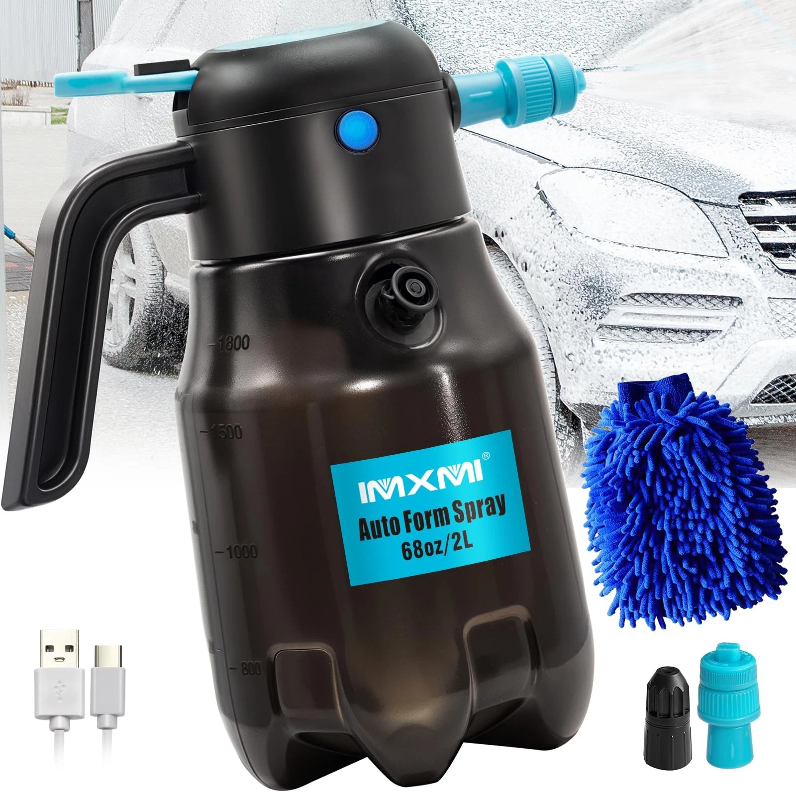 GENERIC ELECTRIC FOAM SPRAYER CAR WASH 68OZ/2L,60PSI – BLACK /BLUE