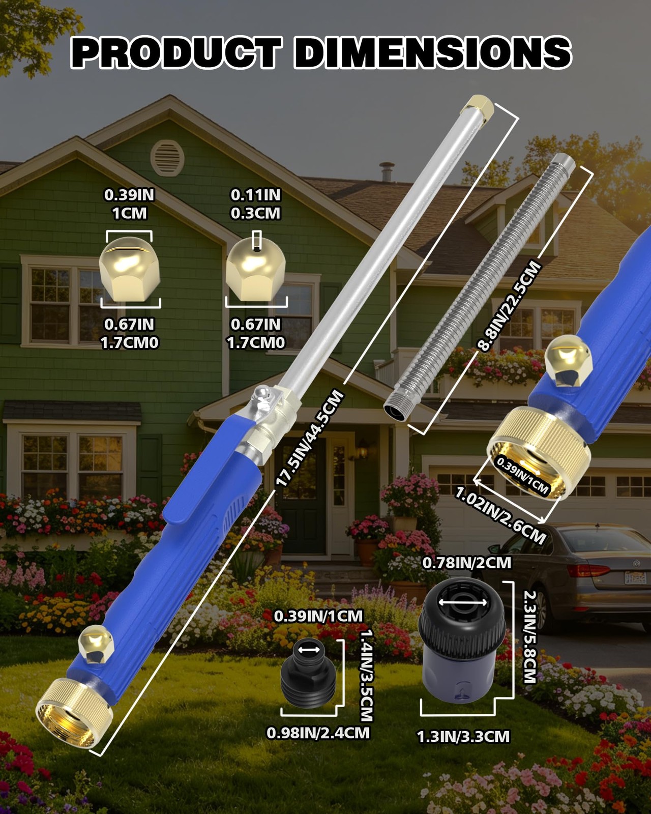 Jet Nozzle Power Washer for Garden Hose, 360° Foldable Extension Wand, Hydrob…