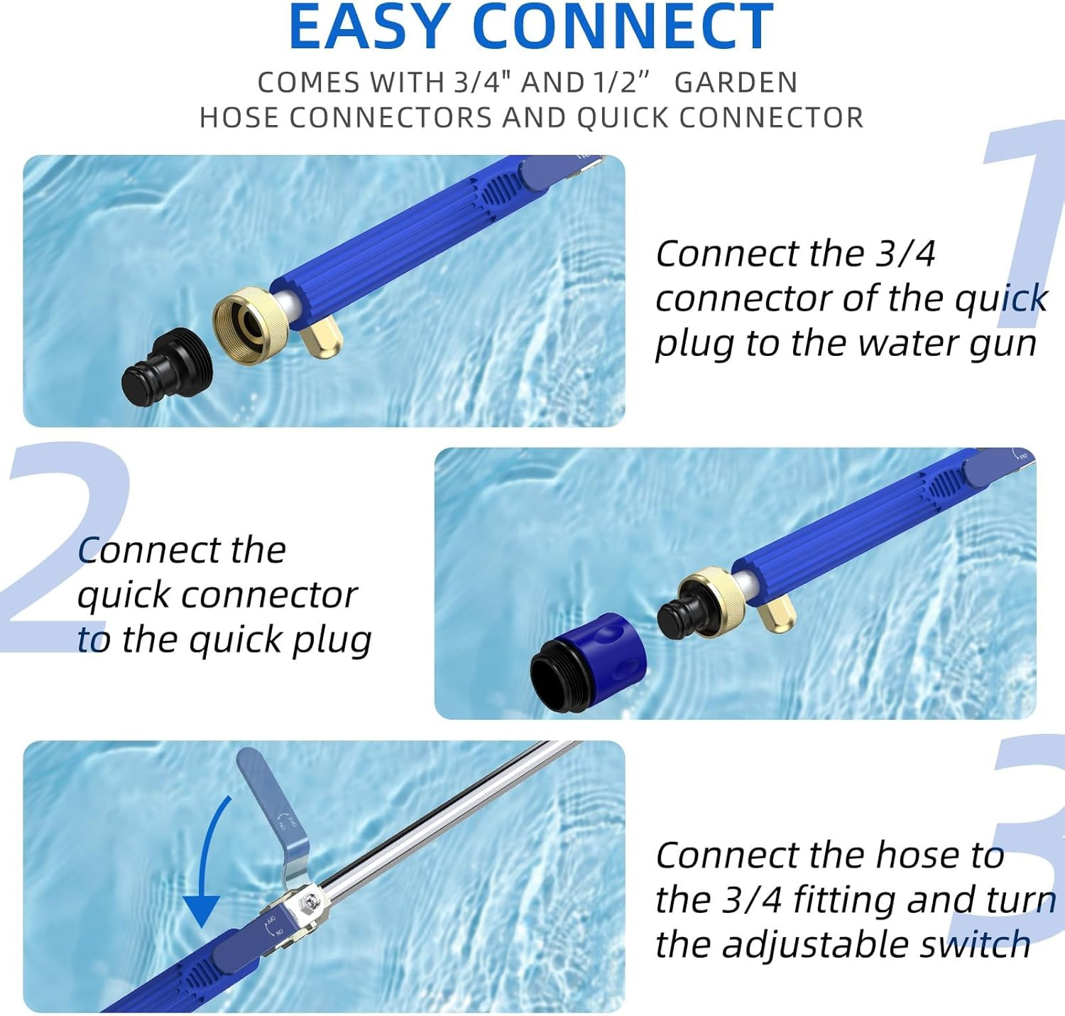 Jet Nozzle High Pressure Hose Nozzle, 2-In-1 High Pressure Power Washer for Hous