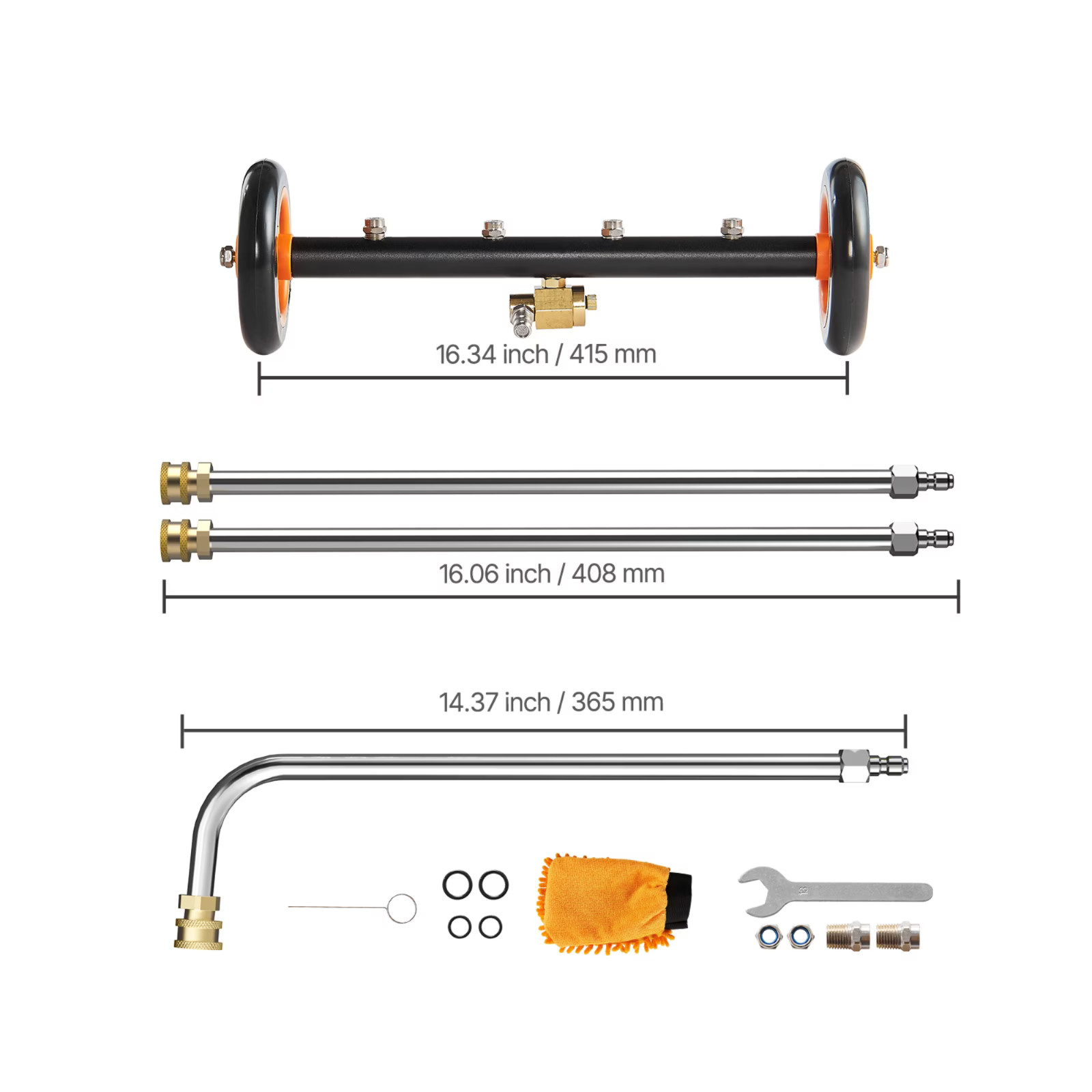 16″ Undercarriage Pressure Washer, Stainless Steel Pressure Surface Cleaner
