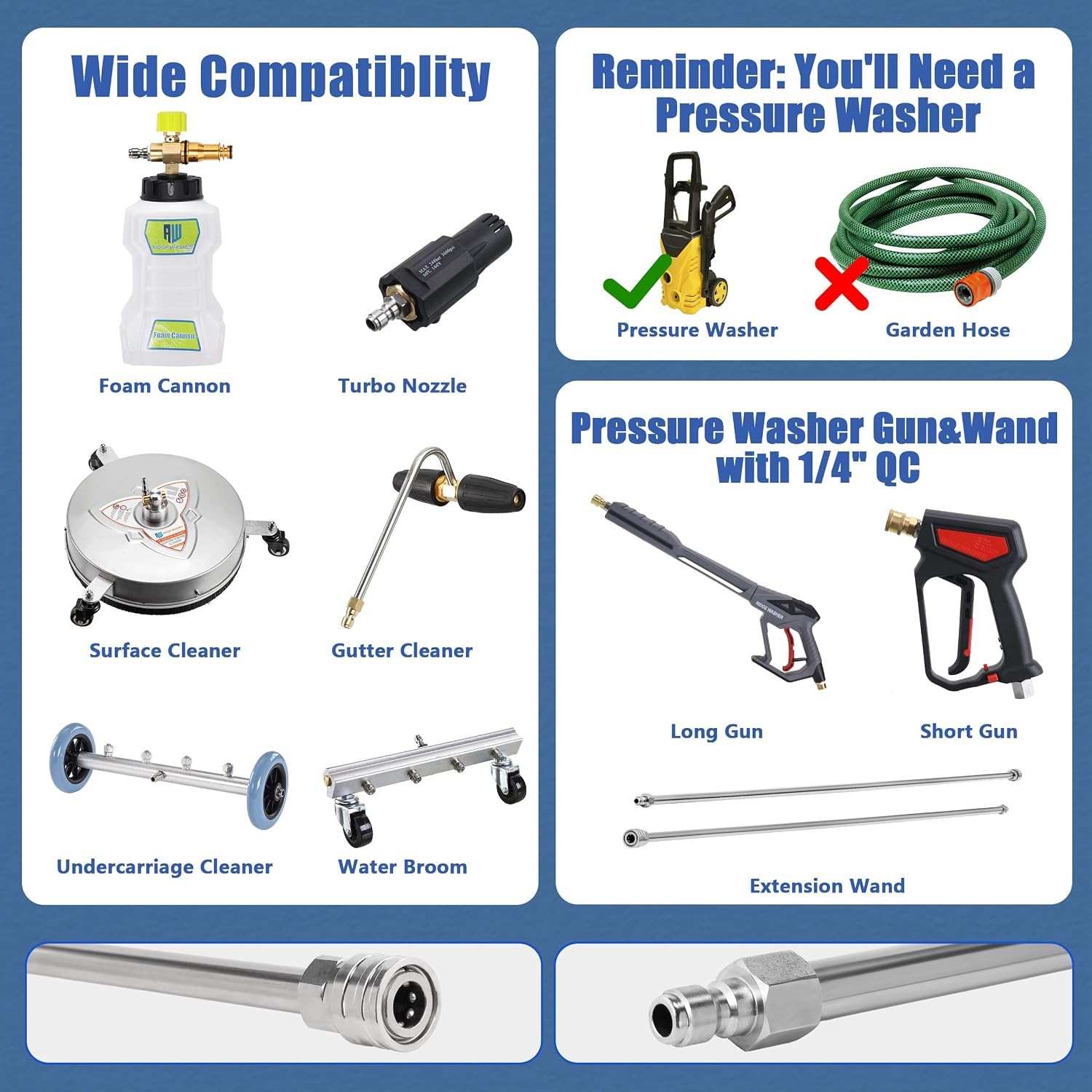 120 Inch Pressure Washer Wand Extension Replacement Accessory Kit for Pressure