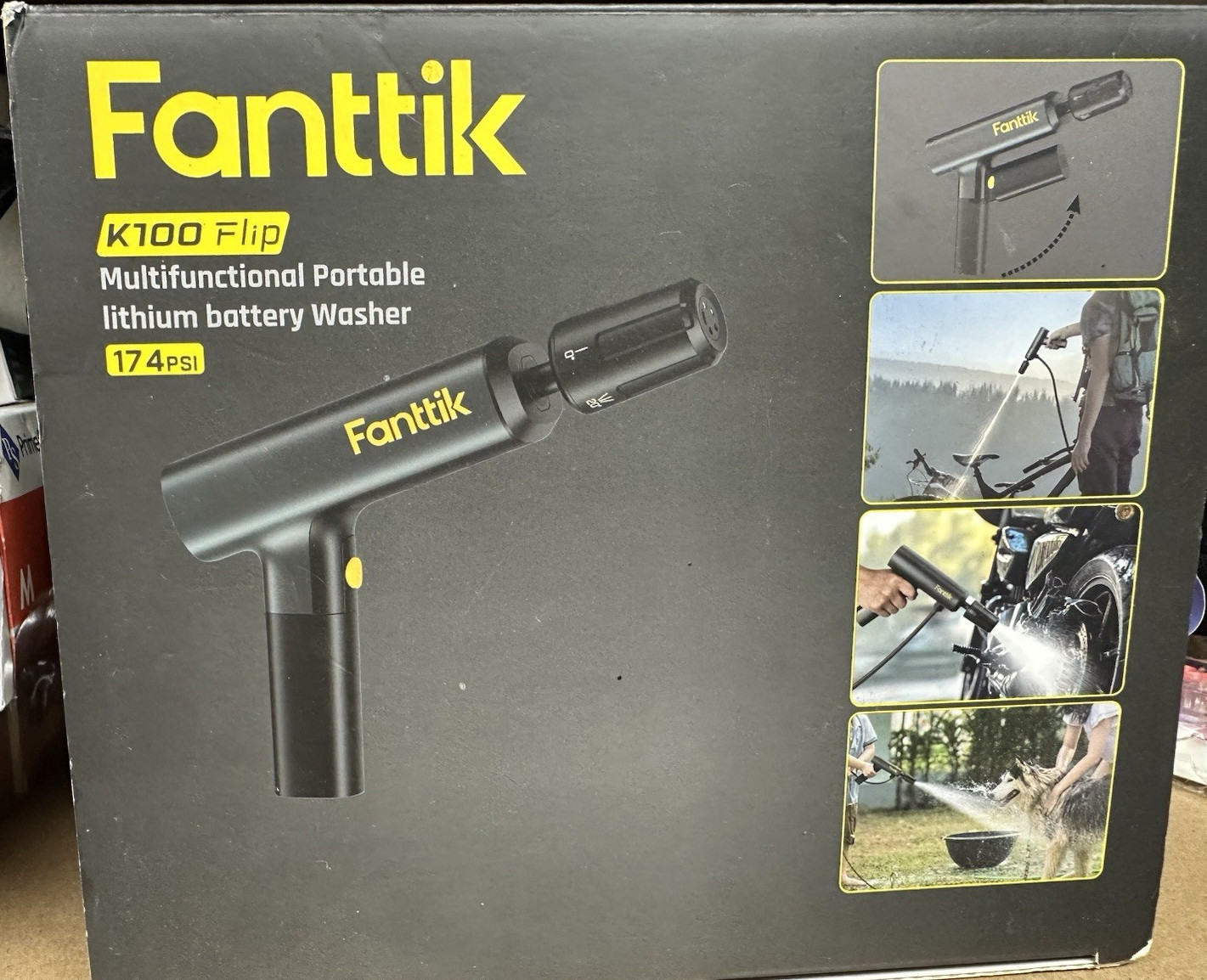 Fanttik K100 Flip Portable Battery Cold Water Pressure Washer 174 PSI Hose