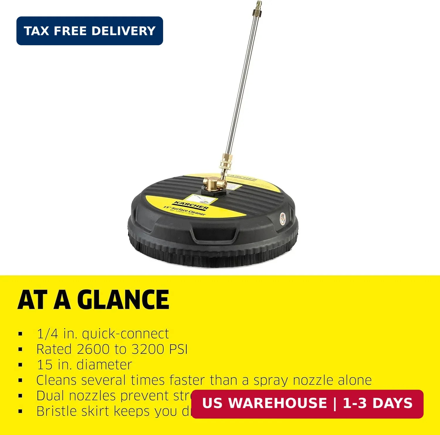 Kärcher Pressure Washer Surface Cleaner 15″, Quick Connect, 2600-3200 PSI, Ideal