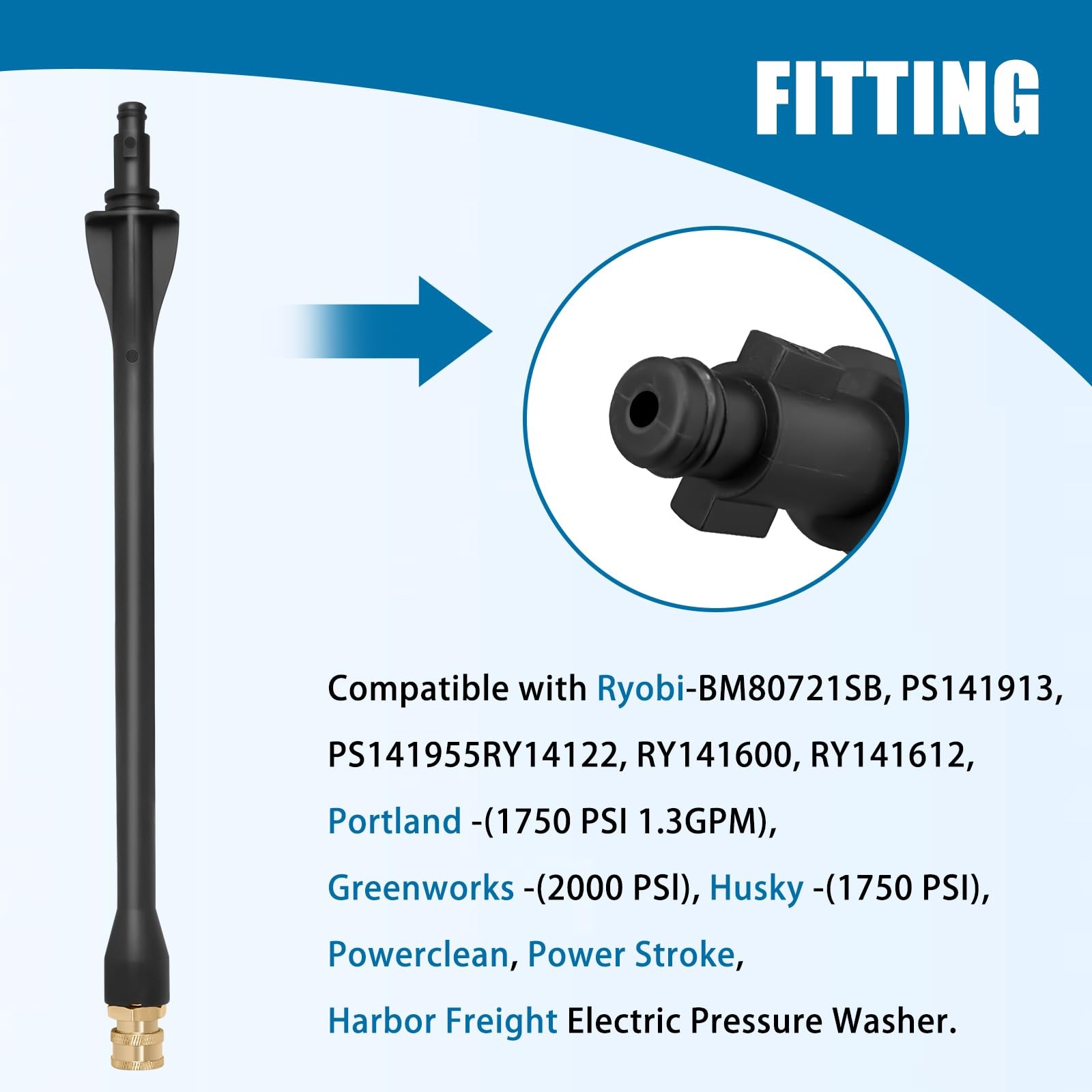 Pressure Washer Wand 308494075 with 5 Spray Nozzles and 1 Tips Holder for Ryo…