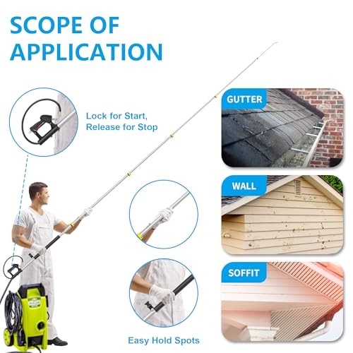 24 FT Telescoping Pressure Washer Wand Extension, Aluminum Power 24FT-LSE