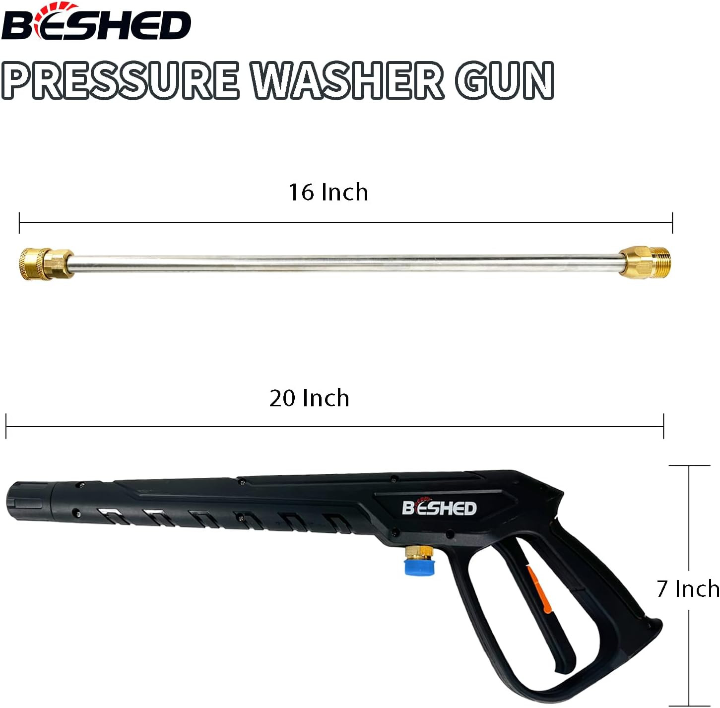 Durable Pressure Washer Gun Kit, Power Washer Gun with Replacement Extension Wan