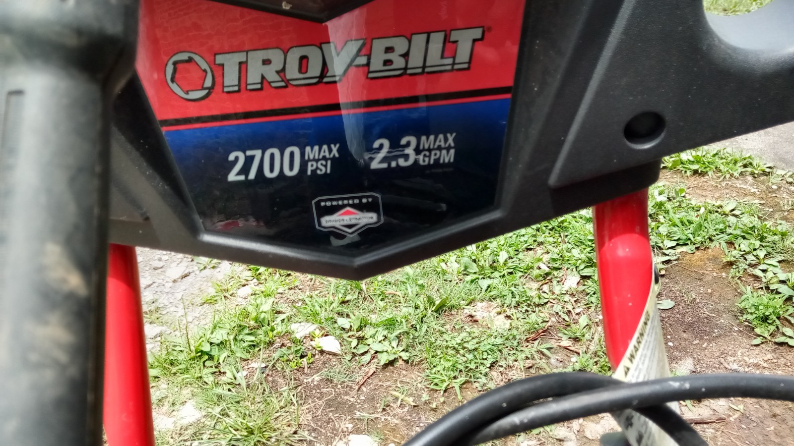 Troy-Bilt 2700 PSI 2.3 GPM Wheeled Pressure Washer, Red/Black, Gun