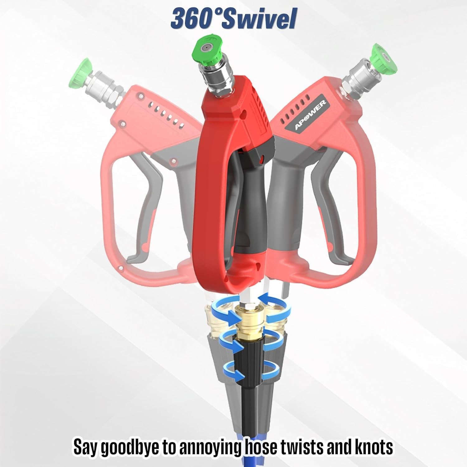 Pressure Washer Gun with 360 Swivel, Max 5000 PSI Power Washer Short Gun with 3/